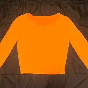 lululemon cropped fitted orange long sleeve top